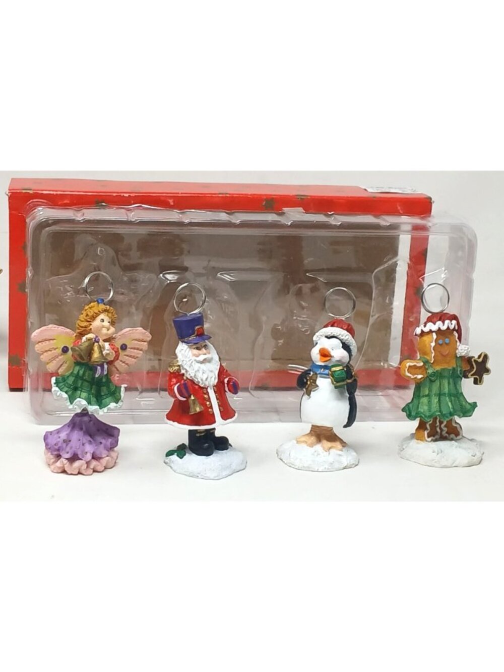 4 Christmas PlaceCard Holders Bobble Wiggle Angel Santa Penguin Gingerbread #D21